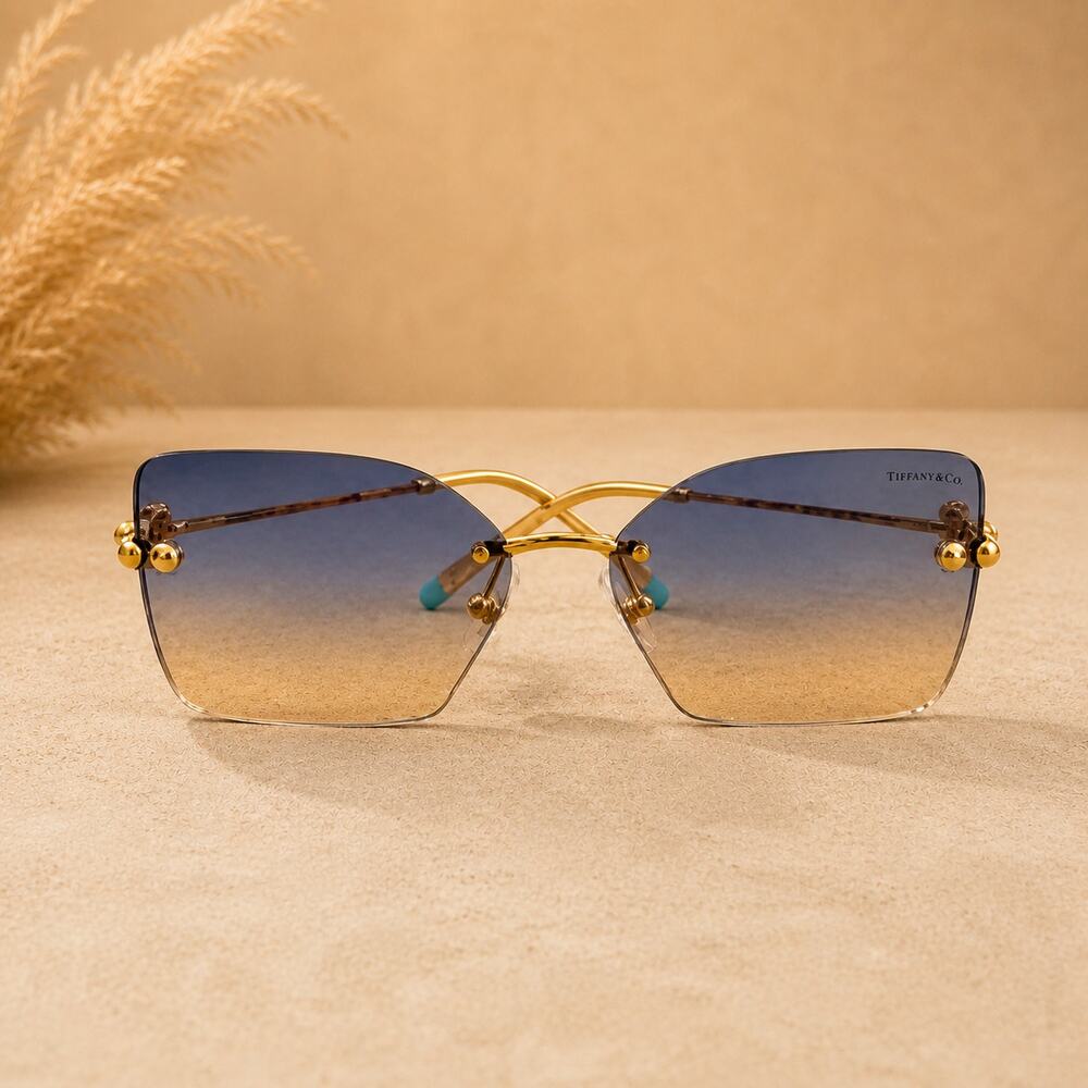 Tiffany & Co. TF3088 Asian Fit 610516 Gold Rimless Gradient Sunglasses - Picture 3 of 5
